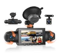 4 channal Dash Cam 360° Car Recorder Front and Rear Inside Side，3 inch 1080P DVR Camera with 480 Rear Pull + G-Sensor, Rearview, Night Visio, Loop Record, 24H Parking Watch