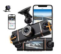 4 Channel 360° Dash Cam Front Rear Inside & Left Right, 2.5K+1080P FHD Car Camera, WiFi & App Control, IR Lamps Night Vision, 24H Parking Mode, G-Sensor, Loop Recording, Includes 32GB SD Card
