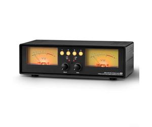 4-Channel Analog VU Meter and Audio Switcher, DB/ACG Mode Sound Level Indicator with Remote, for rca Splitter for Studio(Yellow backlight)