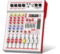 4 Channel Audio Interfacer DJ Mixer Sound Board USB Audio Mixer Effects +48V Phantom Power Stereo DJ Mixers for Karaoke Studio Streaming Recording,Live Streaming (4 Channel Dj Mixers)