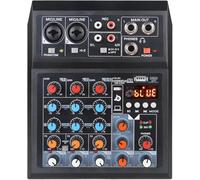 4 Channel Audio Mixer, DJ Mixers Sound Board with Bluetooth, Sound Mixer Board XRL/1/4" Interface, USB/MP3 Computer Input 48V Phantom Power Stereo Studio Streaming KTV Stage