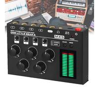 4 Channel Audio Mixer, Line-Mixing Mono Stereo, Built-in 16-bit Stereo Two-color LED Level Meter, Adjustable Color and Gain, 3.5mm Headphone Jack, Low-Noise, for Small Clubs or Bars