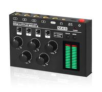 4 Channel Audio Mixer, Mono Stereo Line-Mixing, LED Level Meter, Adjustable Gain, 3.5mm Headphone Jack, Ultra-Low Noise Design for Clubs and Bars