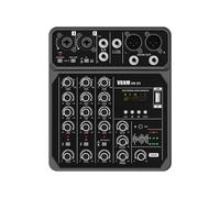 4 Channel Audio Mixer USB Studio Sound Mixer DJ Console Mixing 48V Phantom Power USB/MP3 Player for Karaok