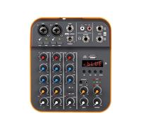 4 Channel Audio Mixer with USB Sound Card, DJ Mixing Console with 48V Phantom Power, MP3 Playback, Reverb Effects, Dual Headphone Output for PC Recording & Streaming