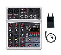 4-Channel Bluetooth Mini Mixer Sound Card Audio Dj 16 Digital Effects Noise Reduction Led Level Display for Bar Singing (Bmg04d Black eu)