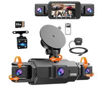 4 Channel Dash Cam, 360° 4K Front and FHD Inside Rear Left Right Car Camera, 24 Hour Parking Monitor 360 Degree View Smartphone App Control, Night Vision for Car (with 64g 1set)