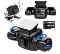 4 Channel Dash Cam Front and Rear Inside Left Right FHD 1080P Dash Camera for Cars, 360 View Parking Monitoring Mode, Built-in WiFi, Free 64GB Card
