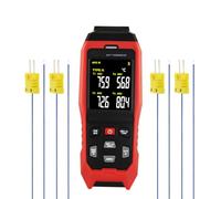 4 Channel Digital Thermocouple Thermometer 4 Channels Data Logger Portable K/J/T Type Thermometer with 5000 Groups Temperature Recording, -328-2501℉ Audible & Visible Alarm, ADJ Compensation