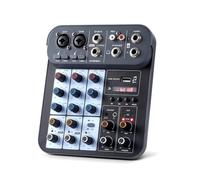 4 Channel DJ Audio Mixer, DJ Mixers, 1/4" XLR Sound Mixer Board, BT USB MP3 Interface Computer Input 48V Phantom Power Stereo Karaoke DJ Studio