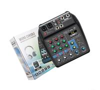 4-Channel DJ Audio Mixer with, USB/MP3 Player & 48V Power, Sound Board with XLR/TRS Inputs for Studio Streaming KTV Stage(Blue)
