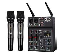 4-Channel Dj Mixer/Professional Audio Mixer with Wireless Microphone, Sound Board Console System Interface