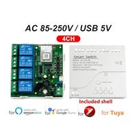 4-Channel for Relay Module for Life, PC Housing, AC 85-250V Input, Voice Control via for Alexa/Home, Remote & App Management(AC85-250V)