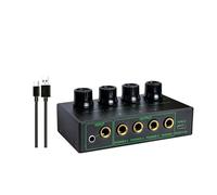 4 Channel Headphone Amplifier Portable Earphone Splitter with Knob Control Low Noise Output for Studio Stage Portable Headphone Amplifier