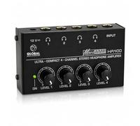 4 Channel Headphone Amplifier, Stereo Audio Splitter with Independent Volume Control, Ultra-Compact Mini Amp for Studio, Podcast, Mixer, PC, Audio Interface - 12V Power Supply