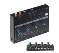 4 Channel Headphone Amplifier, Stereo/Mono Headphone Amp Splitter with 3.5mm,6.35mm,RCA Input. Four 3.5mm and 6.35mm Output. Studio Headphone Amplifier Mixer for Recording