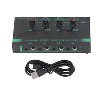 4 Channel Headphone Splitter with Mono/Stereo Switching | Headphone Distribution Amplifier Featuring 8 Output Ports (4×3.5mm & 4×6.35mm) | Type C Power Supply for HiFi Earphones |