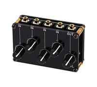 4 Channel Line Passive Mixers for Ideal for Small Club or No Power Needed with 1 Main Output Volume Knob 4 Input Kno Mixer