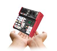 4-Channel Mixer Sound Card Audio Mixing Console Built-in 16 Effects With USB Audio Interface Supports 5V Power Bank (Color : Red)