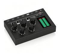 4 Channel Mono Stereo Audio Mixer, Ultra-low Noise Line Mixer, With Led Vu Meter - Adjustable Color And Gain, 3.5mm Headphone Jack, For Home Studio Headphone Amplifier