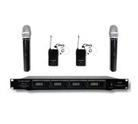4-Channel Professional VHF Handheld & Lapel / Lavalier Headset Wireless Microphone System