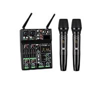 4 Channel USB Mixer With UHF Wireless Microphone For DJ Console, PC Recording, Home Party Church Studio