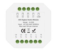 4-Channel WiFi Smart Switch Module, AC100-240V 16A Tuya Zigbee Hub Required, 4-Gang DIY Home Automation Controller for Lighting and Appliances, White