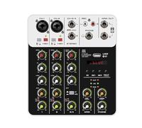 4 Channels Audio Mixer V4 Interface Mixing Console Bluetooth Record PC 48V Phantom Power Delay Repaeat Effect Widely Applicable(White)