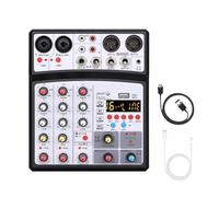 4 Channels Audio Sound Mixer Mixing DJ Console USB With 48V Phantom Power 16 Effects(White)