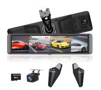 4 Channels Dash Cam For Cars, 360° panoramic monitoring Front Left RRight And Rear 4K+1080P *3 With Wifi APP ADAS BSD 12 Inch Special Rearview Mirror IPS Screen Waterproof Shark Side Len