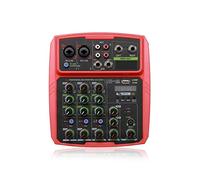 4 Channels Sound Mixer interface Professional Studio Recording Card Mixing Console Microphone 48V Phantom Power Audio(Rosso)
