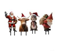 4 Christmas Ground Insert Decorations Featuring Santa Claus And Animal Designs For Garden And Yard Use Outdoor Seasonal Festive Display PVC Build