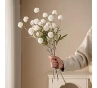4 Chrysanthemum Stems Artificial Flowers, Artificial Kiku Flower,Fake Pompon Mum Silk Chrysanthemum Ball Stem, 52cm Large Faux Flower DIY Bouquet Bunches Arrangements,Wedding Decor
