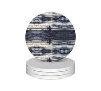 4 Circular Giant Nuclear Ship Coasters, Ceramic Home Decor Coasters With Anti Slip Cork Base, Tea And Coffee Coasters, Christmas Coasters.