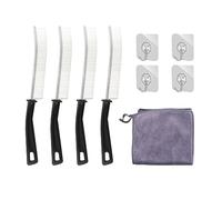 4 Cleaning Brushes, 4 Hooks, 1 Cleaning Cloth, Bathroom Crevice, Tile Cleaning Brush, Groove Cleaning Tool for Edges, Dirt (White)