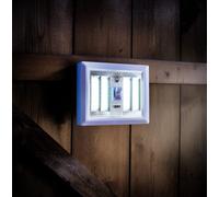 4-Cob Led Light - Battery Powered Portable Wire Free Light With Central Switch For Wardrobes, Cupboards, Sheds, Garages & More