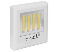 4 COB Wireless LED Light with Sliding Dimmer - 200 Lumen Portable Battery Powered Wall Mountable Home Lighting for Wardrobe, Cupboard, Bedroom, Shed, Garage, Caravan - H11 x W11 x D2.7cm