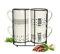 4 Coffee Mugs 300ml Made Of Porcelain With Metal Stand Coffee Cups Mug