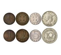 4 Coin Set From Austria | 1 2 5 10 Groschen Coin Set Collection | Cross Potent | Tyrol Woman | Floral Wreath | Circulated 1925-1933