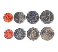 4 Coins from The Bahamas | Bahamian Coin Set Collection 1 5 10 25 Cents | Circulated 2006-2016 | Pineapple | Strfish | Marlin | Flamingo | Bahamian Sloop | Bonefish