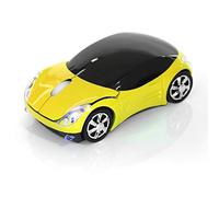 4 Color 2.4G Wireless Mouse Bluetooth Optical Car Shape Mouse 1600DPI for Mac/ME/Windows PC/Tablet Gaming Office(Yellow)