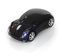 4 Color 2.4G Wireless Mouse Bluetooth Optical Car-shape Mouse 1600DPI for Mac/ME/Windows PC/Tablet Gaming Office(Black)