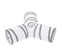 4 Color Foldable 3 Way Cat Play Tunnel Toy, Pet Tunnel for Indoor Outdoor Use, Interactive Training Toy with Ball for Cats Rabbits and Small Pets, Polyester Cat Tunnel (White)