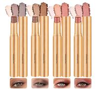 4 Color Glitter Gradient Eyeshadow Stick Set,Matte & Shimmer Cream Eyeshadow,Three Tone Eye Gradient Eye Shadow,Water Resistant Long Lasting Eye Shadow Pen