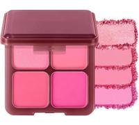 4 Color Matte Blush Palette, Long Lasting Waterproof Lightweight Blusher Palette, High Pigment Buildable Brightening Soft Matte, Face Palettes For All Skin Types (B)