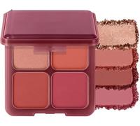 4 Color Matte Blush Palette, Long Lasting Waterproof Lightweight Blusher Palette, High Pigment Buildable Brightening Soft Matte, Face Palettes For All Skin Types (D)
