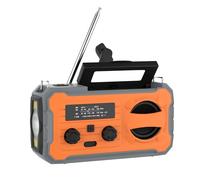 4 Color Solar & Hand Crank Emergency Radio With 8000mAh Power Bank IPX3 Water FM/AM/WB Receiver LED Flashlight (Model 328) Orange/Green/Black/Gray Rechargeable (A, 16.5x6.2x6.8cm)
