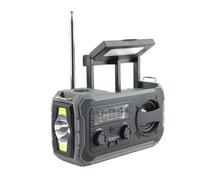 4 Color Solar & Hand Crank Emergency Radio With 8000mAh Power Bank IPX3 Water FM/AM/WB Receiver LED Flashlight (Model 328) Orange/Green/Black/Gray Rechargeable (D, 16.5x6.2x6.8cm)