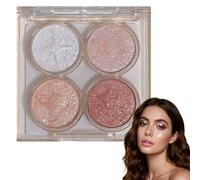 4 Color White Gold Glitter Eyeshadow Palette,Glitter Eye shadow Palettes,Highlighter Palette,Color Shift Shimmer Eyeshadow for Long Lasting,Waterproof Sparkle Inner Corner Eye Highlighter(01#)