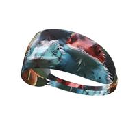 4 Colorful Lizards Elastic Sports Headband for Running, Cycling Yoga, Sweat-Absorbing Breathable Head Wrap, Fits Most Men Women